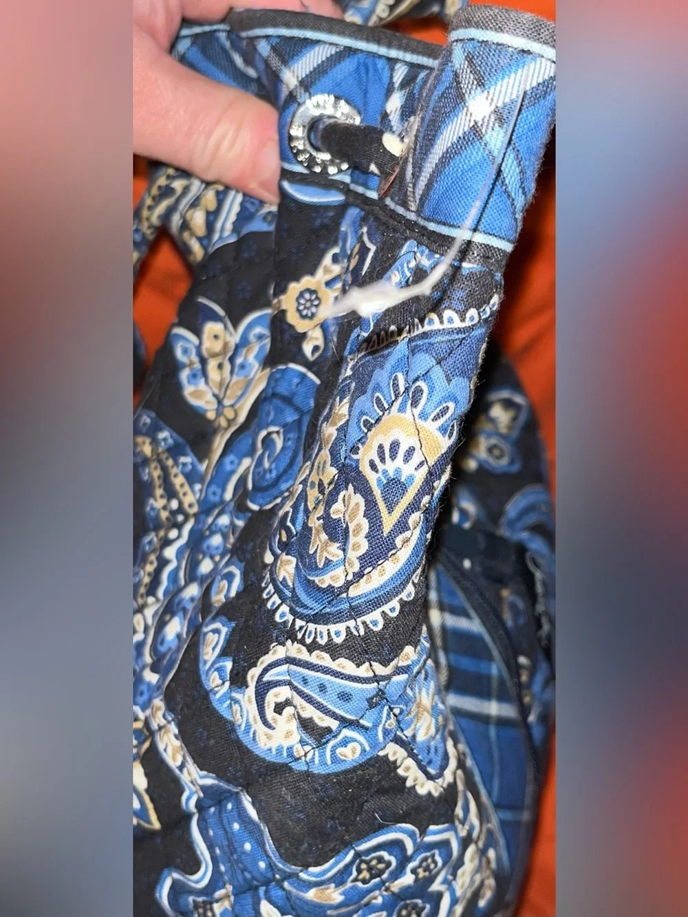 Vera Bradley Quilted Blue Paisley Backpack/Tote Bag